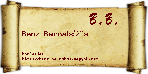 Benz Barnabás névjegykártya