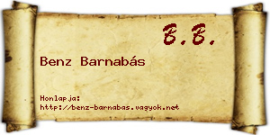 Benz Barnabás névjegykártya